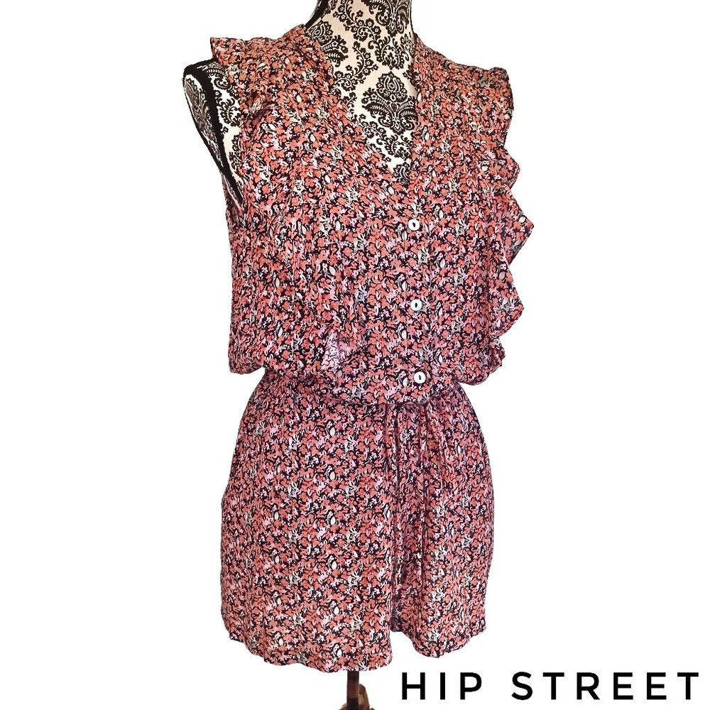 LILY ROSE Romper Ruffle Front Floral XS